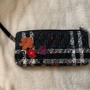Vera Bradley Black and White Clutch with Floral Accents